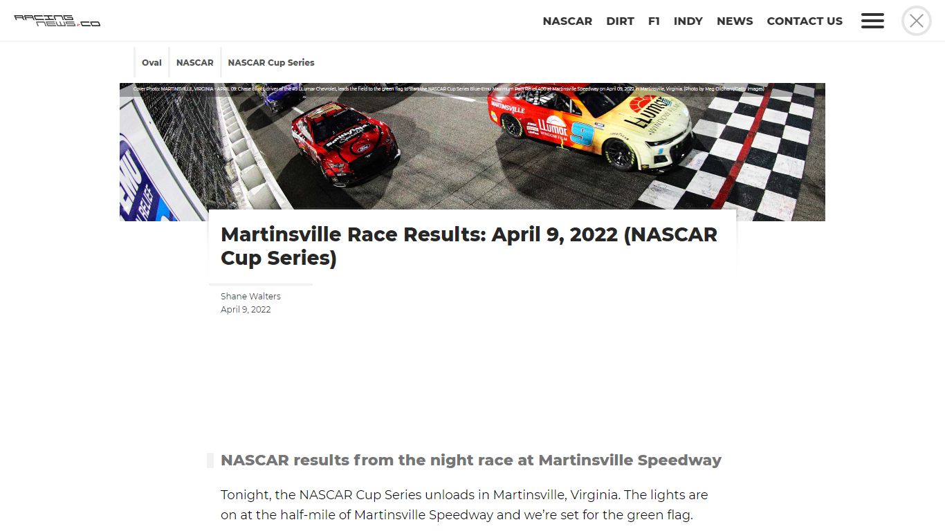 Martinsville Race Results: April 9, 2022 (NASCAR Cup Series) - Racing News